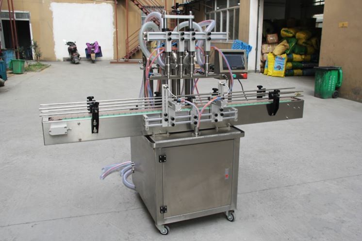 Yeni Tasarım Yarım Otomatik Yağ / Meyve suyu / Su / Bal Sıvı Cam Kutu Plastik Şişe Doldurma Paketleme Makinesi