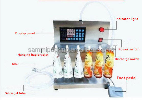 Özel Spout Bag Doldurma Makinesi, Masa Tipi 100ml 8 Başlı Sıvı Doldurma Makinesi
