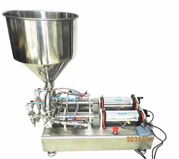 Kozmetik pasta ketçap sosu için 220V Çift başlı yarı otomatik krem doldurma makinesi