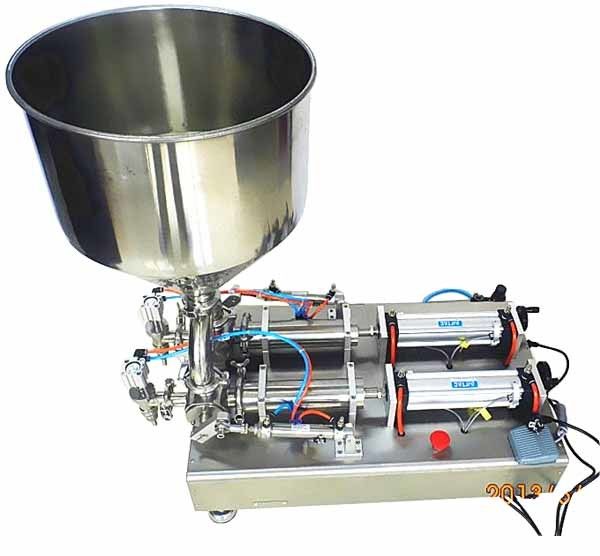 Kozmetik pasta ketçap sosu için 220V Çift başlı yarı otomatik krem doldurma makinesi
