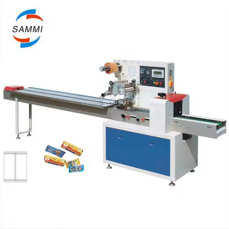 Yüksek Hızlı Tam Otomatik Kurabiye Ekmek Wafer Rusk Kremalı Kurabiye Sandviç Oyuncaklar Yastık Ambalaj Makinesi