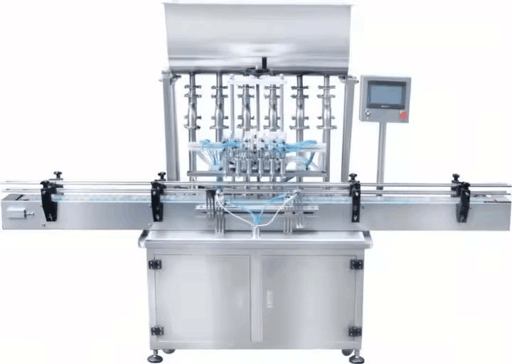 Çevirme 4 nozel sıvı doldurma makinesi içecek suyu için otomatik aşırı akışlı sıvı şişe dolgu makinesi
