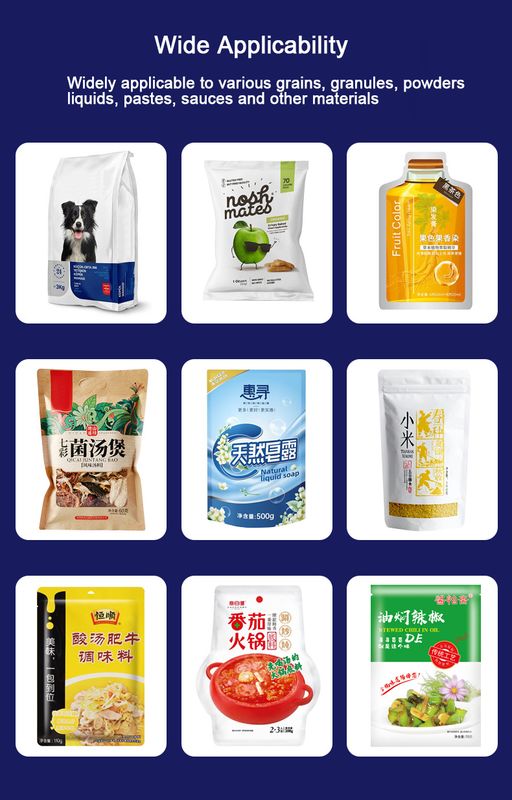 Otomatik Granül Torba Paketleme Makinesi Çok Fonksiyonlu Hazır Fermuarlı Torba Evcil Hayvan Maması Kedi Maması Köpek Maması İçin