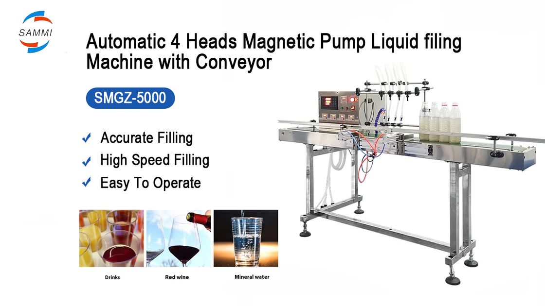 Otomatik Dört Başlı Manyetik Pompa Sıvı Doldurma Makinesi PET Küçük Ölçekli Cam Meyve suyu İçecek Süt Şişeleri Küçük Doldurma