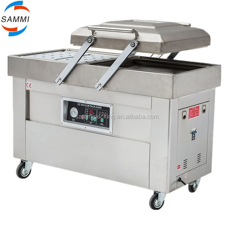 Sığır pastırması tavuk tofu fıstık deniz maması için çok fonksiyonel çift oda vakumlu paketleme makinesi