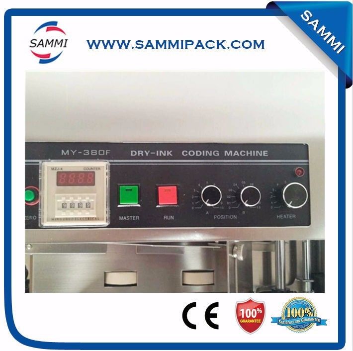 Otomatik Katı Mürekkep Kodlama Makinesi MY-380 Parti/Tarih/Son Kullanma Tarihi Numarası Yazıcısı Kağıt, Film Ambalaj ve Etiketler için Sıcak Mürekkep Ruloları ile