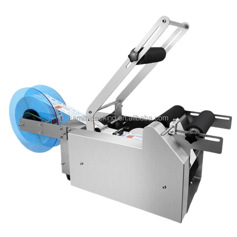 MT-50 Yarı Otomatik Yapışkan Etiketleme Makinesi Yuvarlak Şişeler Kavanozlar için Metal Kağıt Cam Ambalaj Gıda Kullanımı-Yeni Kullanılmış