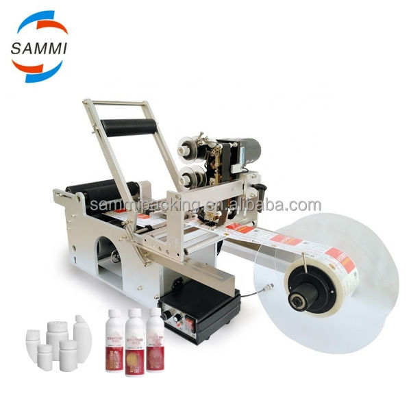 MT-50 Yarı Otomatik Yapışkan Etiketleme Makinesi Yuvarlak Şişeler Kavanozlar için Metal Kağıt Cam Ambalaj Gıda Kullanımı-Yeni Kullanılmış