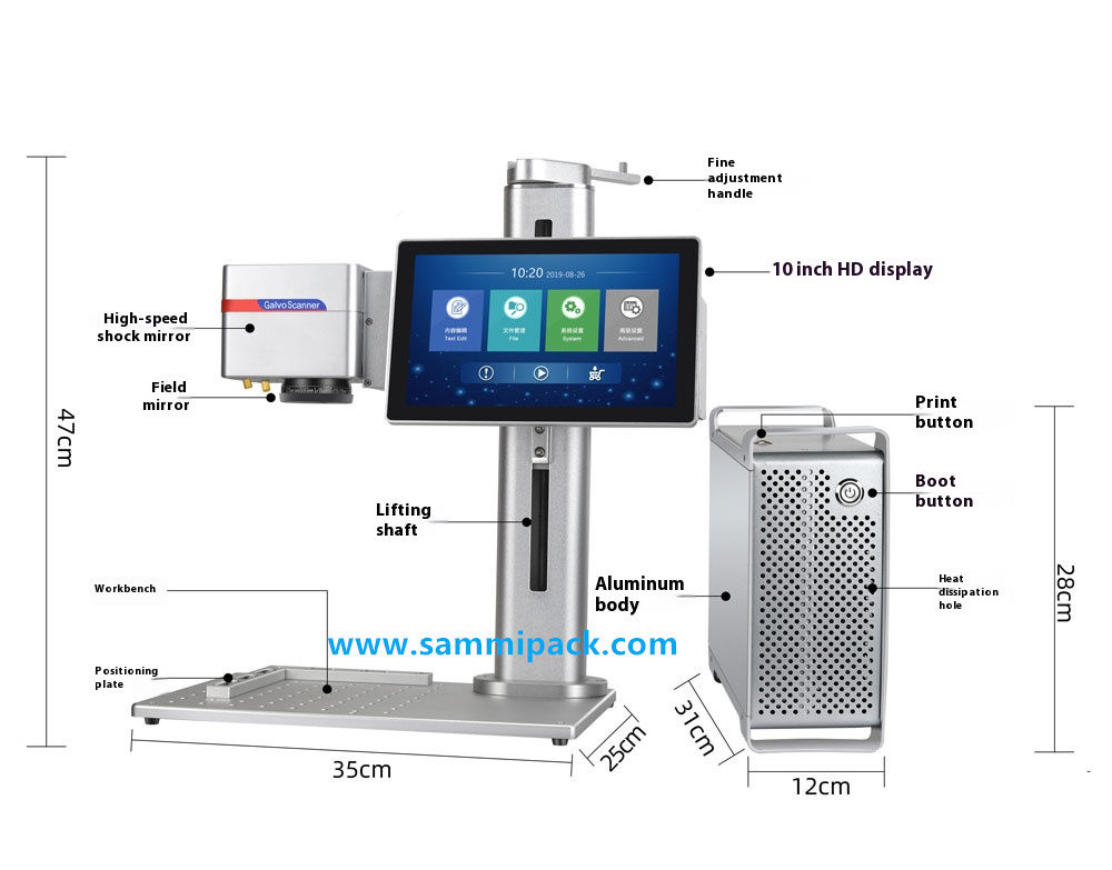 Metal için El Tipi Taşınabilir Mini Fiber Lazer Markalama Makinesi 20W 30W Derin Oyma Lazer