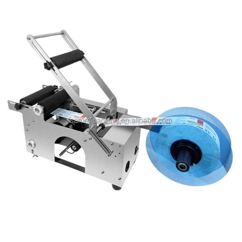 İyi Satış MT-50 Cam ve Plastik Yuvarlak Şişe Manuel Yapışkan Etiketleme Makinesi