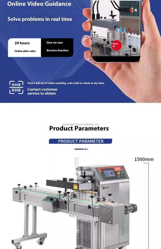 Plastik şişeler için tam otomatik sürekli konserve cam indüksiyon alüminyum folyo mühürleme makinesi