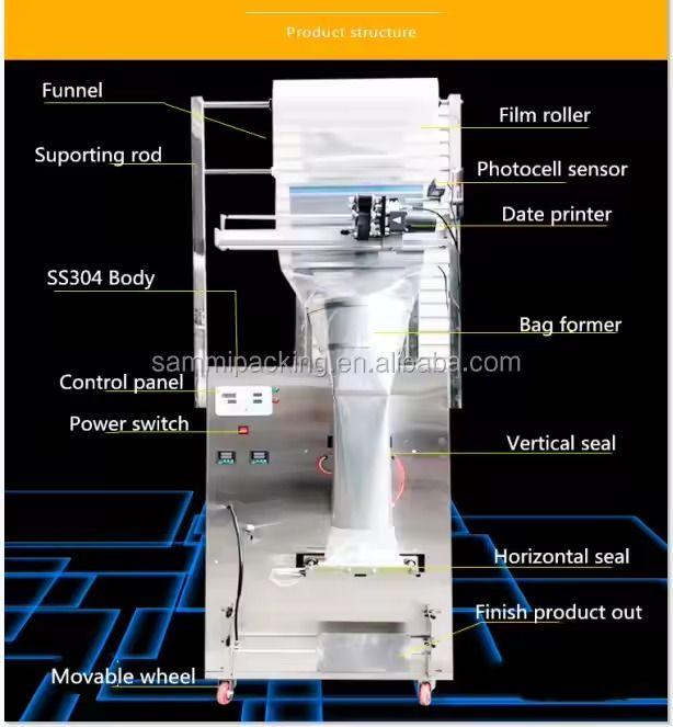 Yüksek Kaliteli 100-500g Otomatik Toz Granül Paketleme Makinesi Fındık baharat biber tahıl toz atıştırmalıkları CE ile poşetleme makinesi