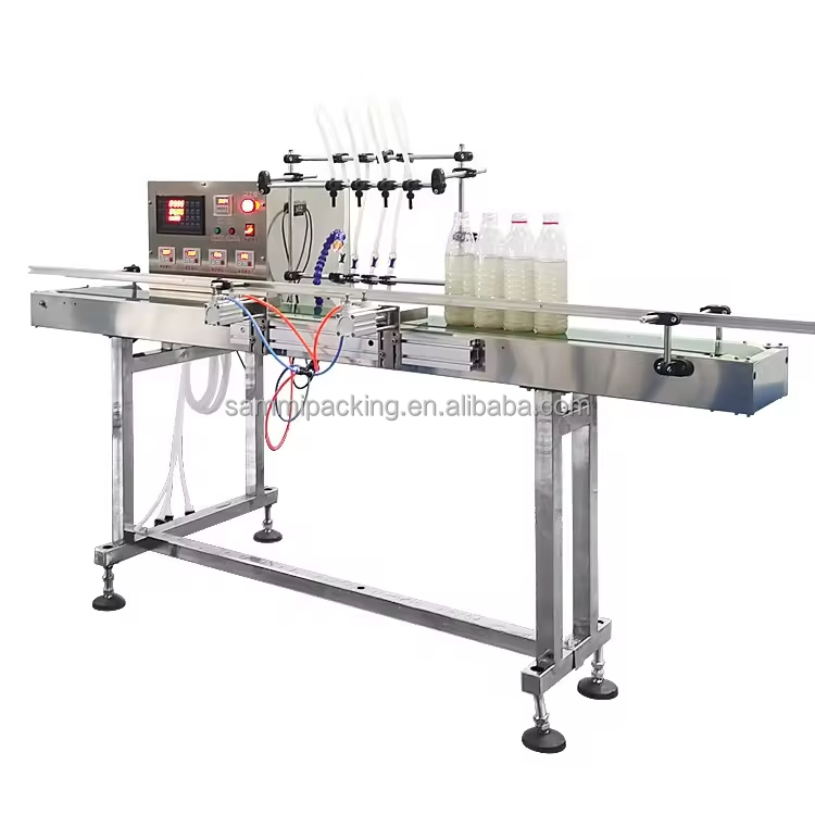 Otomatik Dört Başlı Dolaylı Doldurma Makinesi Süt suyu Soya sosu Asit Bira 5 ml ila 500 ml Büyük Hacim