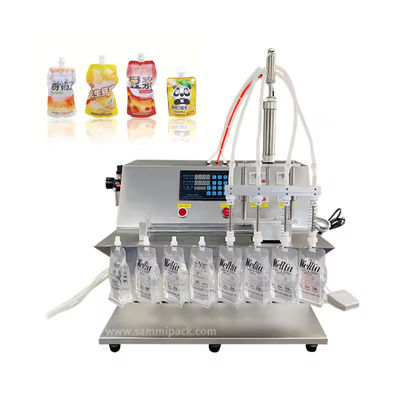 220V Çift Nozullu Sıvı Su Çıkışlı Poşet Torba Dolum Makinesi, Ayakta Duran Nozullu Torba Yarı Otomatik Dolgu ve Kapatıcı ile