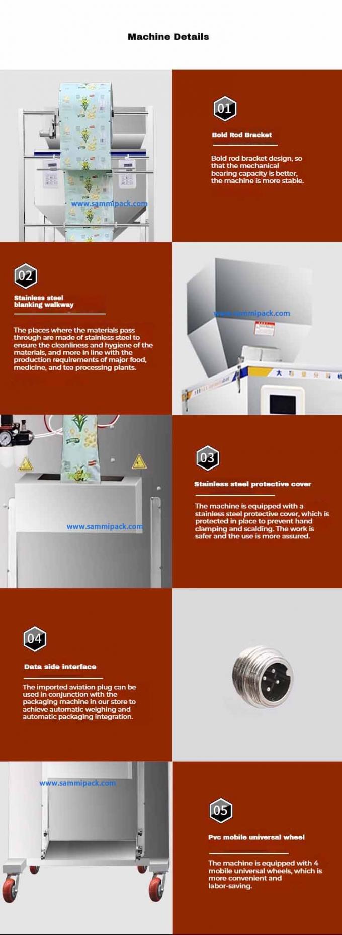 Çok Fonksiyonlu Çift Kafalı Şeker Dolum Kahve Çekirdeği Tartım Paketleme Makinesi 500g 1000g 450*470*1750MM Emtia 5