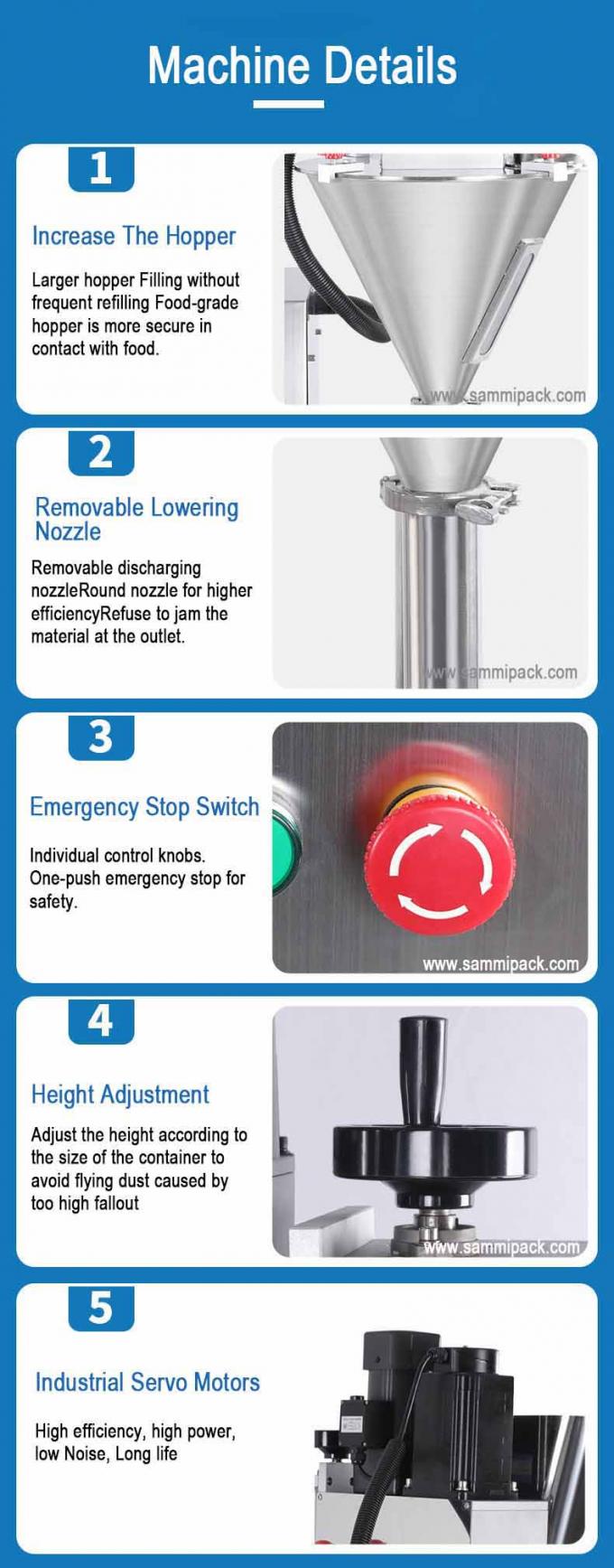Şişe Torba Süt Kozmetik Kimyasal Tartım Dozajlama Burgulu Elektrik Tahrikli Yarı Otomatik Toz Dolum Makinesi 8