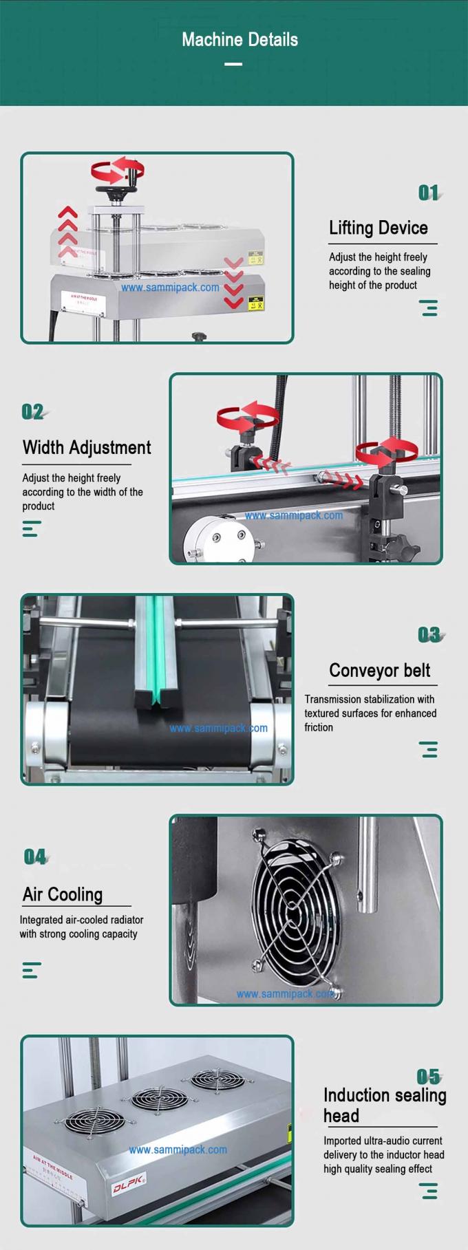 Otomatik Sürekli Plastik Şişelerin Sıcaklık Sızdırılması Elektromanyetik İndüksiyon Alüminyum Folyo Sızdırma Makineleri 5