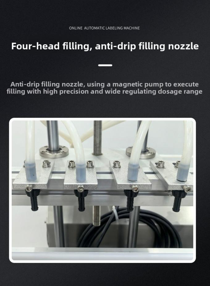 Yüksek Hızlı Otomatik Masaüstü 4 Kafalı Manyetik Pompalı Sıvı Dolum ve Kapak Kapatma Makinesi (Su İçecek Otomatik Dolum ve Kapak Kapatma) 3